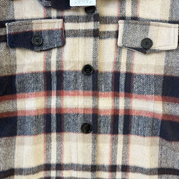 Pretty Garden Womens Plaid Shacket Size L Duster Soft Brushed Cabin Cozy NWT - Picture 4 of 12